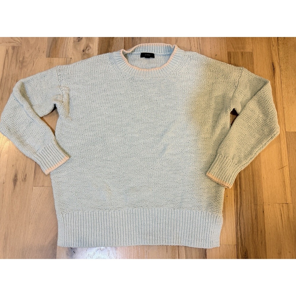 J Crew Women's Coastal Beach Fisherman Euro Summer Sweater Loose Knit Small Aqua